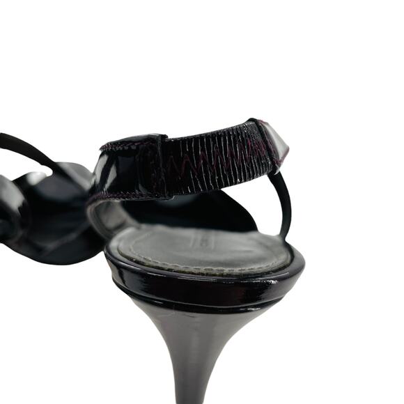 CIRCA JOAN & DAVID Wine Patent Leather Sandals Slingback Stiletto Heels 9.5 - Picture 6 of 12